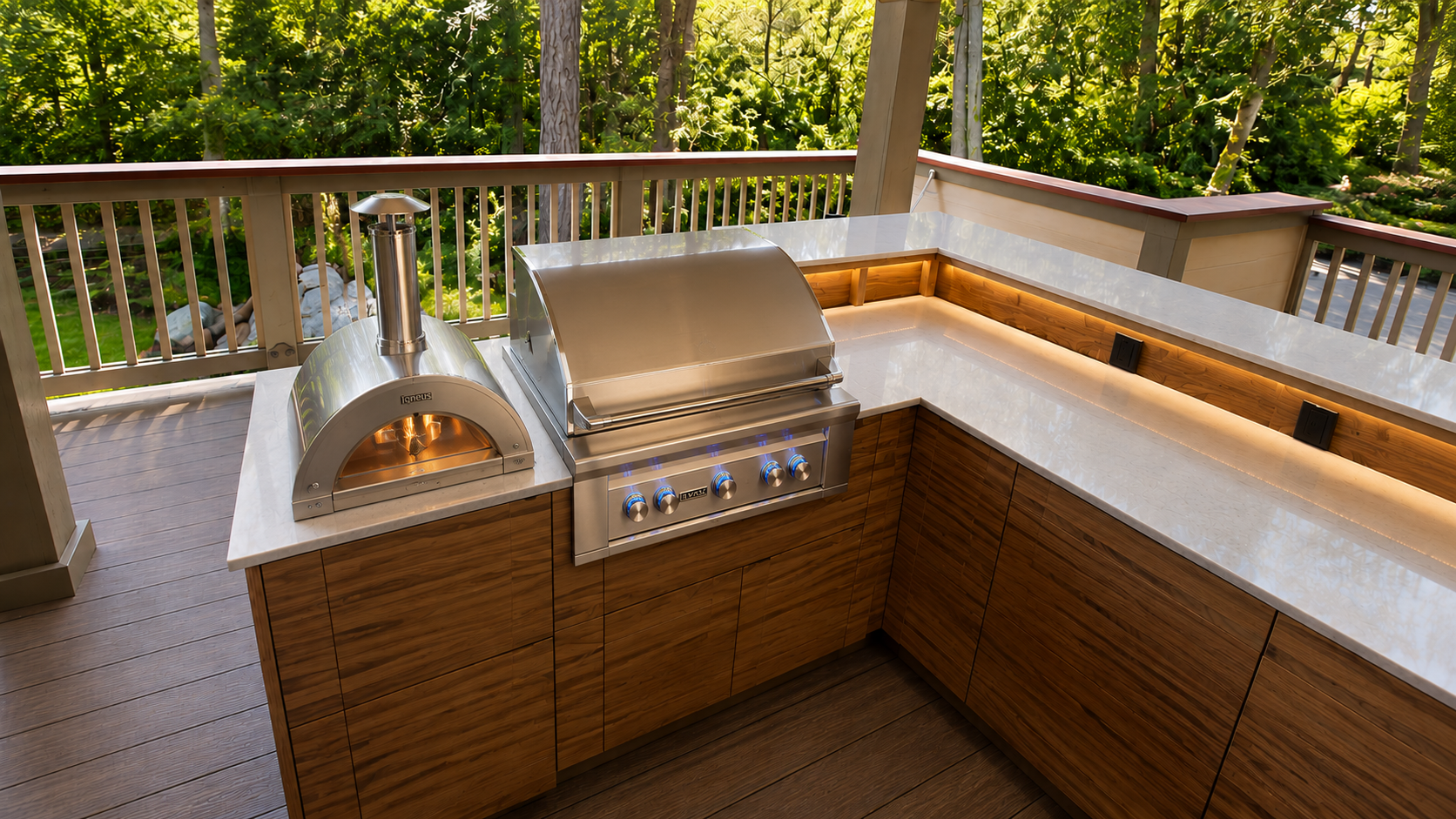Outdoor kitchen with granite countertop